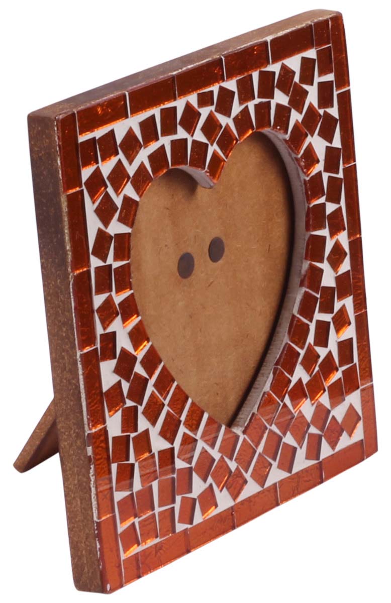 Bulk Buy Square-Shaped Picture Frame - Wholesale Handmade Photo Frame in MDF Decorated with Red Mosaic Work with Heart Motif Cut-Out - Home Decor Accessories from India