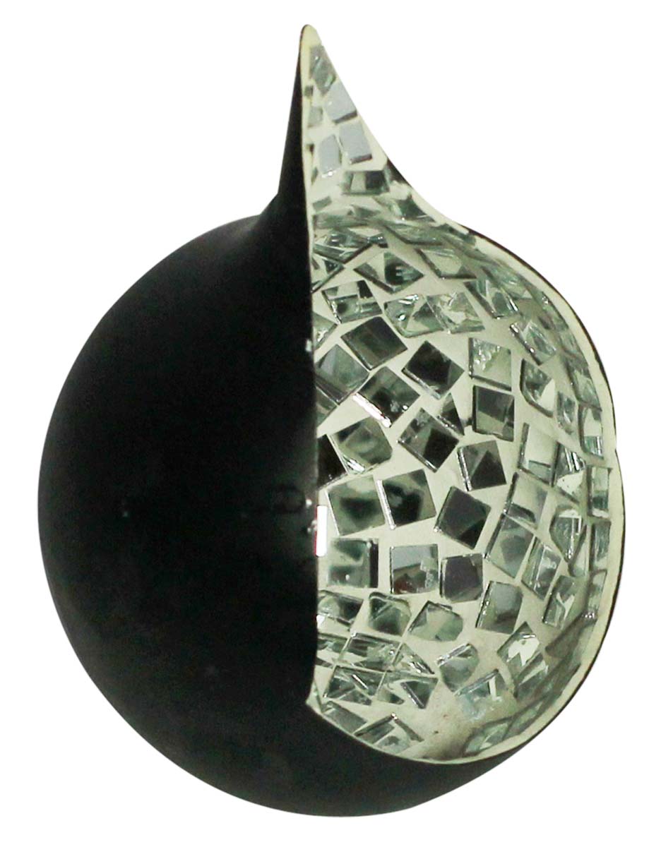 Bulk Wholesale Handmade Tear-Drop Shaped Tealight Candle Holder / Votive Candle Stand in Metal Decorated with Cut-Pieces of Mirror – Stylish Candle Décor