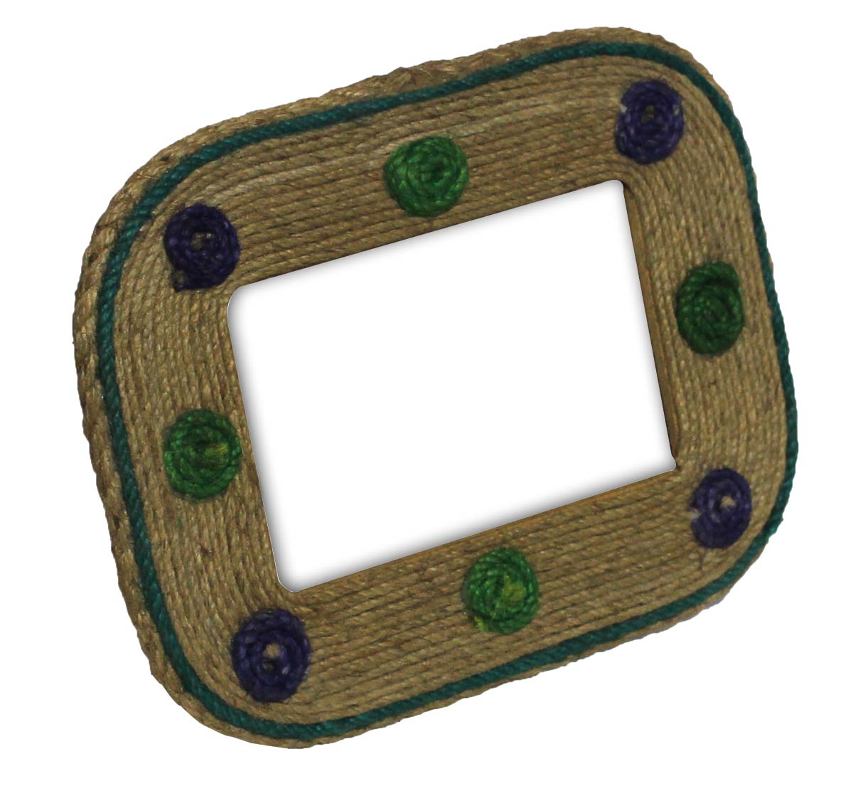 Bulk Buy Rectangle-Shaped Picture Frame - Wholesale Handmade Photo Frame/Picture Stand with Curved Edges - Decorated with Jute Threads - Home Decor Accessories from India