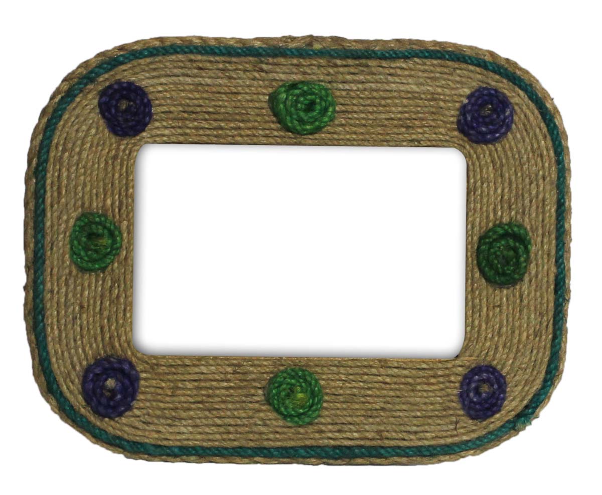 Bulk Buy Rectangle-Shaped Picture Frame - Wholesale Handmade Photo Frame/Picture Stand with Curved Edges - Decorated with Jute Threads - Home Decor Accessories from India