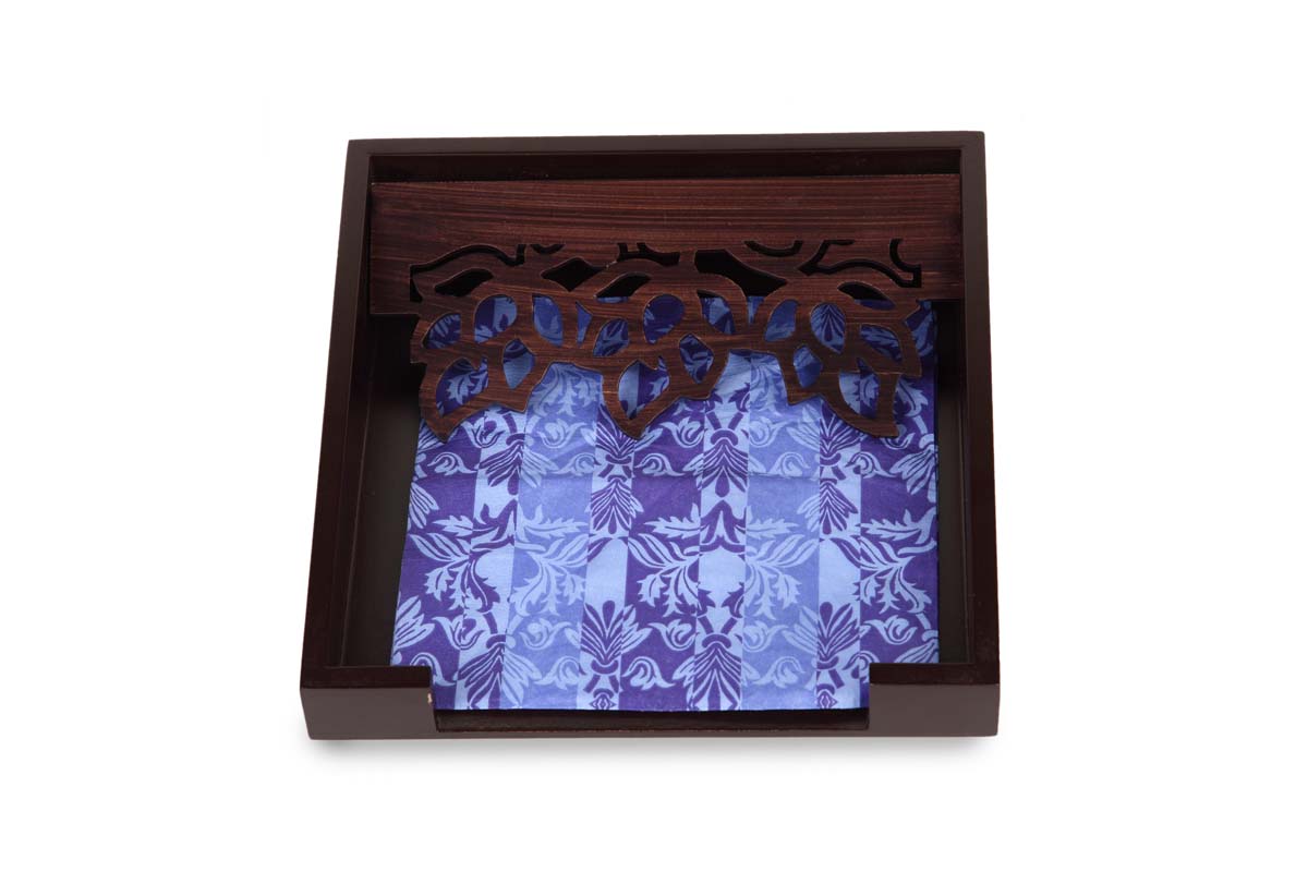 Wholesale Napkin Holders – Handmade in MDF – Brown – Cut-Out Patterning – Napkin Holders Bulk 