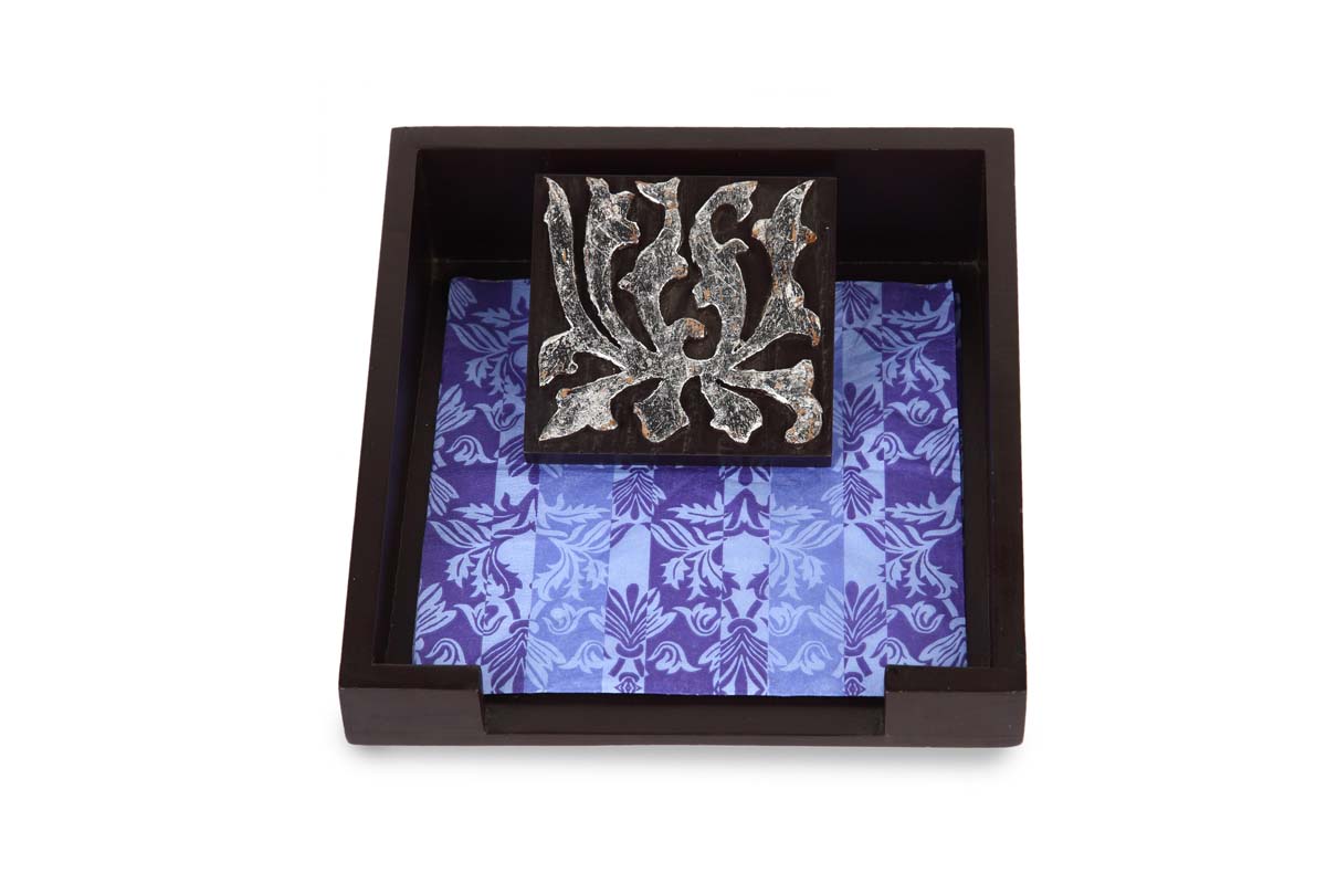 Wholesale Napkin Holders – Handmade in MDF – Brown & Silver – Napkin Holders Bulk 