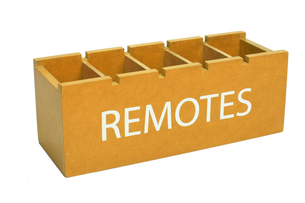 Wholesale Remote Control Holder – Handmade in MDF – Yellow – 5 Compartments – Remote Control Holders in Bulk