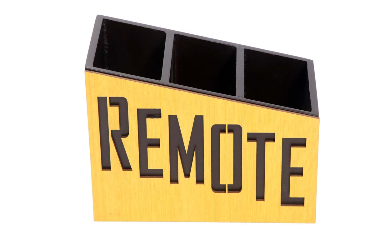 Wholesale Remote Control Holder – Handmade in MDF – Yellow & Brown – 3 Compartments – Remote Control Holders in Bulk