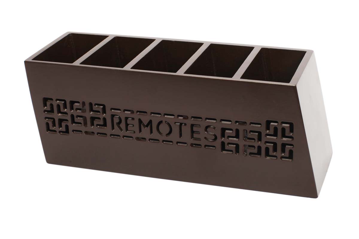 Wholesale Remote Control Holder – Handmade in MDF – Brown – 5 Compartments – Cut-Out Patterns – Remote Control Holders in Bulk