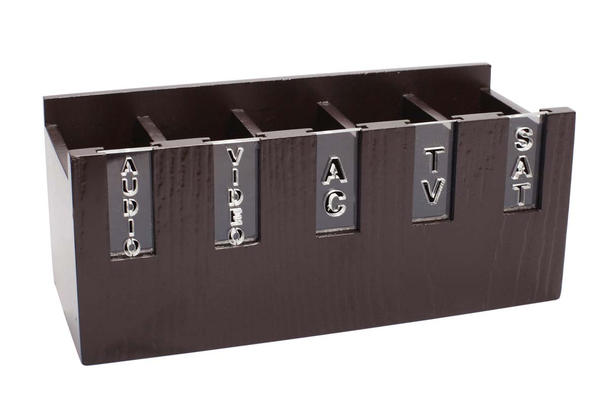 Wholesale Remote Control Holder – Handmade in MDF & Acrylic – Brown – 5 Compartments – Cut-Out Patterns – Remote Control Holders in Bulk