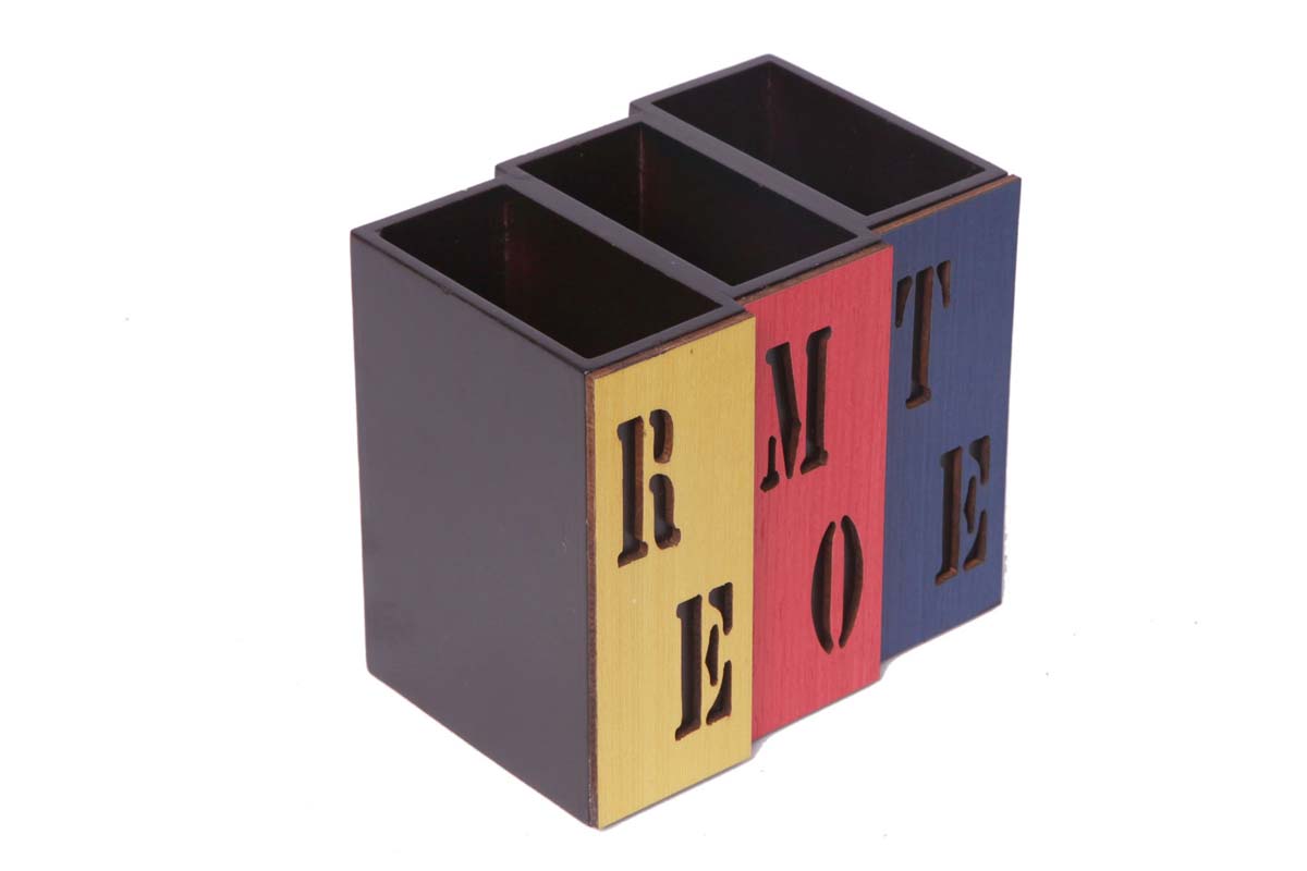  Wholesale Remote Control Holder – Handmade in MDF – Multicolored – 3 Compartments – Remote Control Holders in Bulk