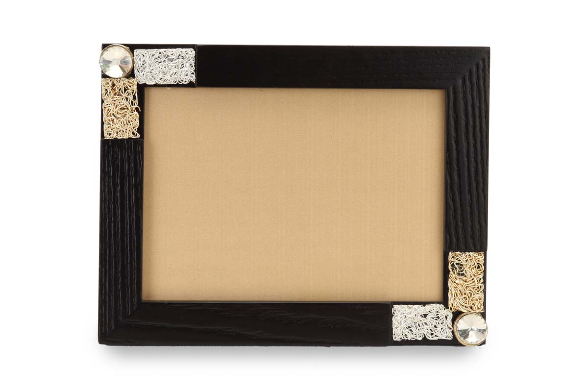 Picture Frames in Bulk – Handmade in MDF – Brown – Faux Gemstone & Metal Wire Decoration – Photo Frames Wholesale