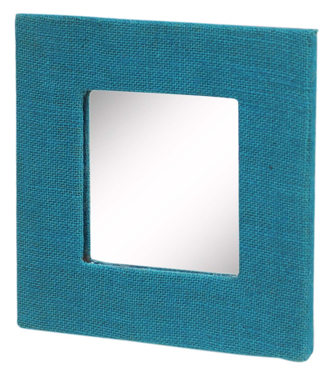 Wholesale Square Wall Mirror in Bulk - Handmade Decorative Blue Mirror Framed in Hand-Woven Jute Fabric & Hard Board - Wall & Home Decor Furnishings