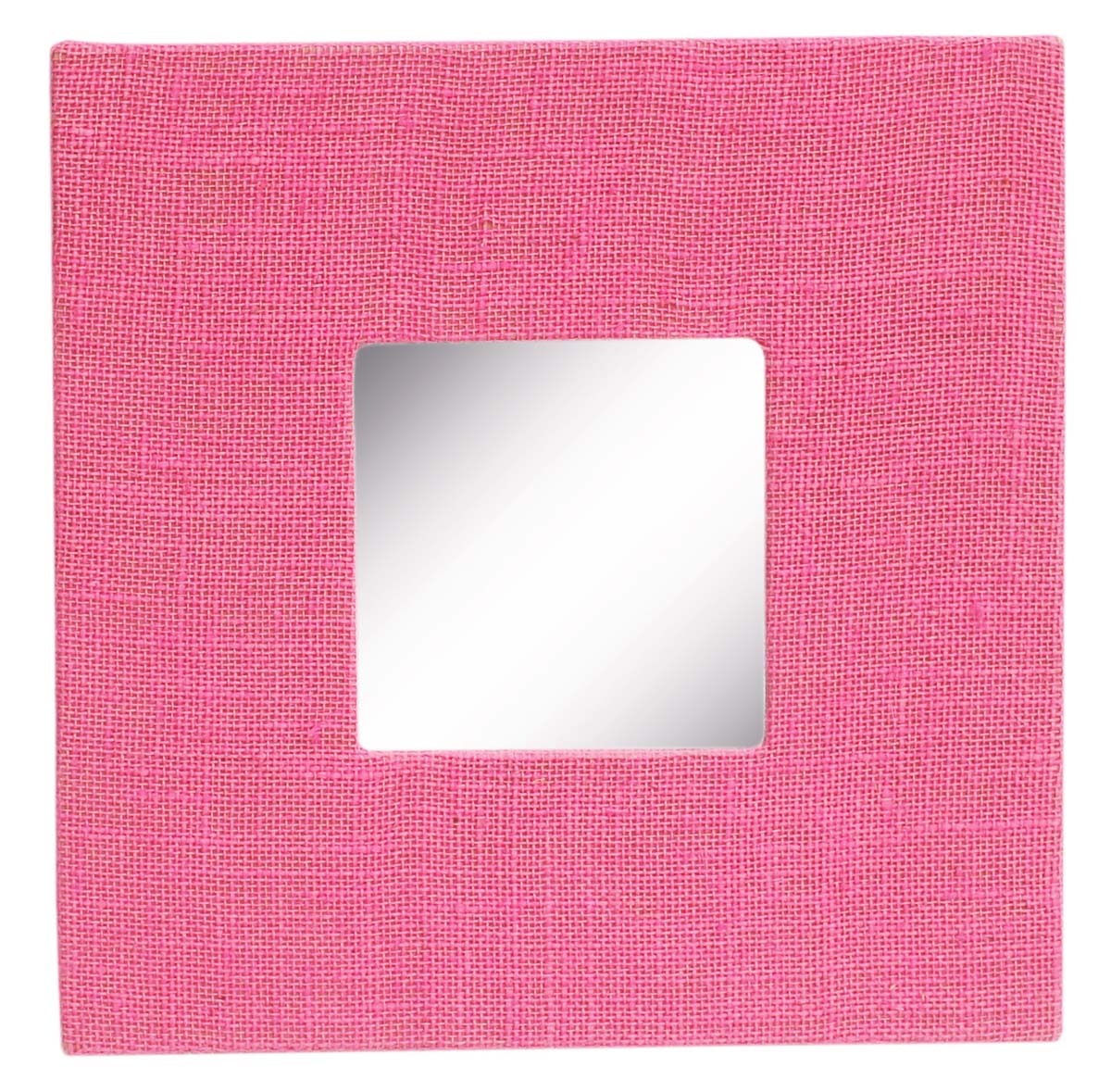 Wholesale Square Wall Mirror in Bulk - Handmade Decorative Pink Mirror Framed in Hand-Woven Jute Fabric & Hard Board - Wall & Home Decor Furnishings
