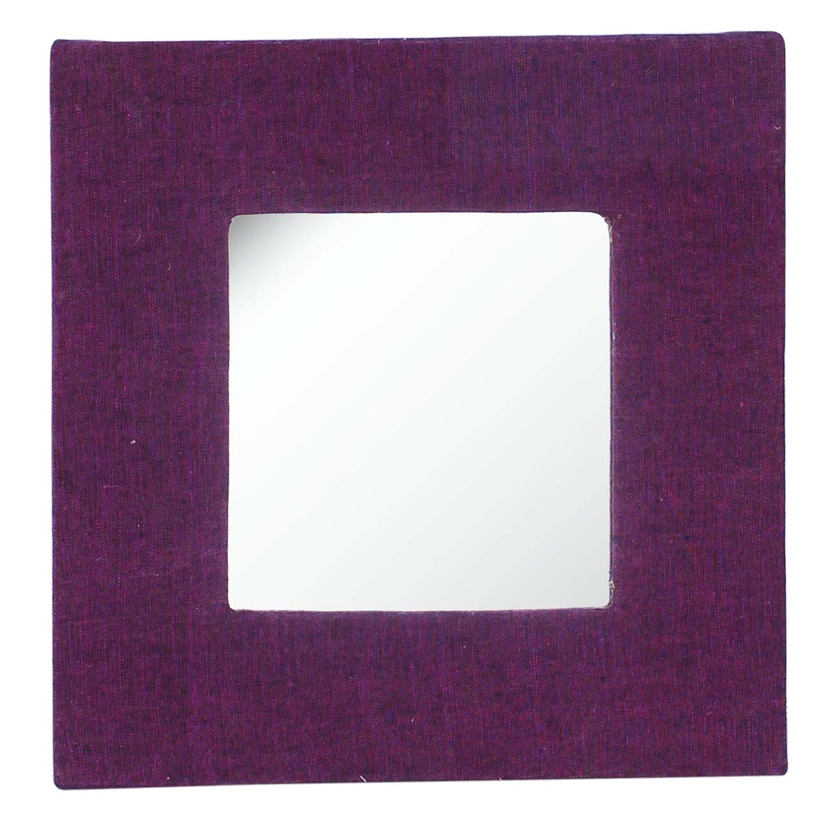 Wholesale Square Wall Mirror in Bulk - Hand-Woven Jute Fabric & Hard Board Frame - Magenta Color With Purple Streaking - Home & Wall Decor Mirrors from India
