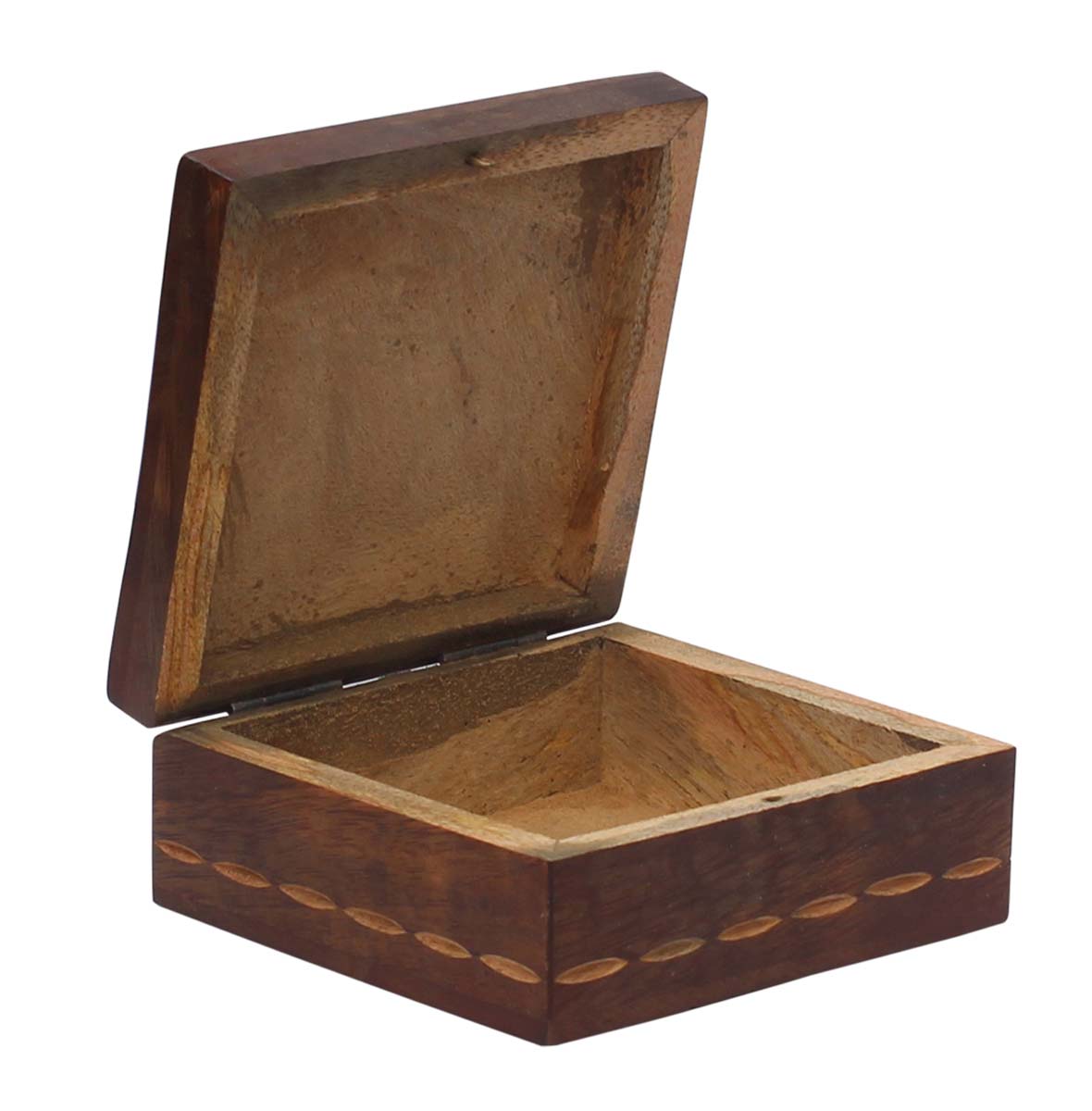 4.1” Wooden Black Jewelry Box in Bulk - Wholesale Handmade Jewelry Box/Trinket Box with Carved Floral Motifs in Traditional Style from India
