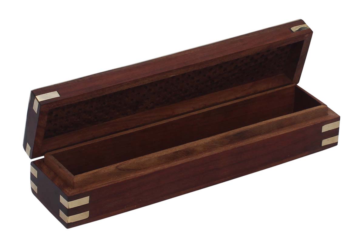 Source 10.1” Wooden Jewelry Box in Bulk - Wholesale Handmade Jewelry Box/Trinket Box with Brass Inlay Art & Jali Work in Traditional-Look Motifs from India