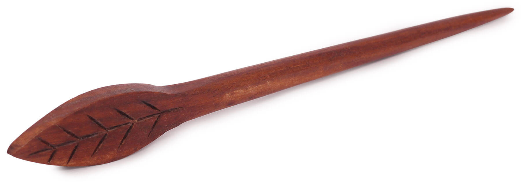 ArtistryBazaar 1"W handmade wooden elegant leaf design hairpin stick for women