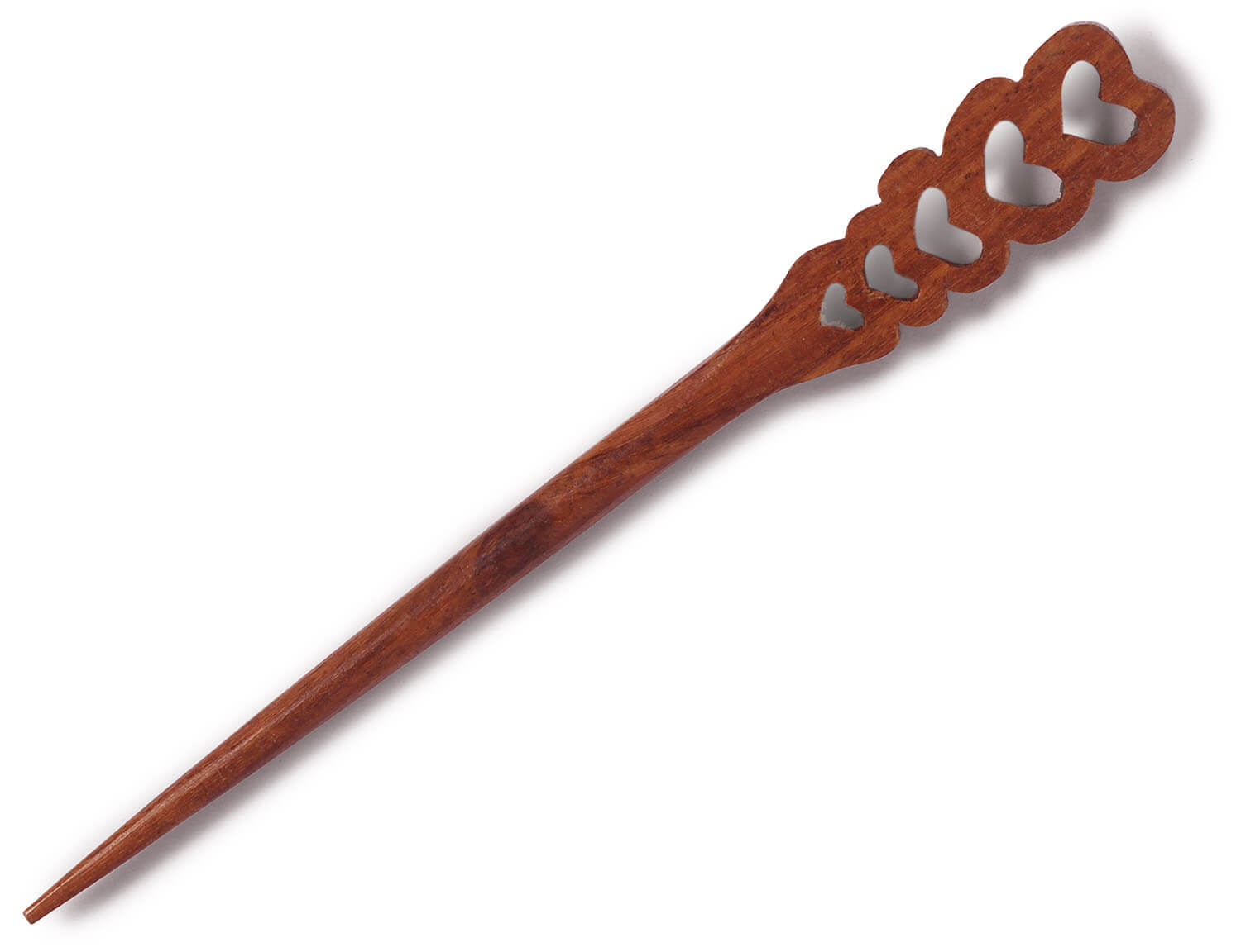 ArtistryBazaar 1"W handmade wooden elegant heart design hairpin stick for women