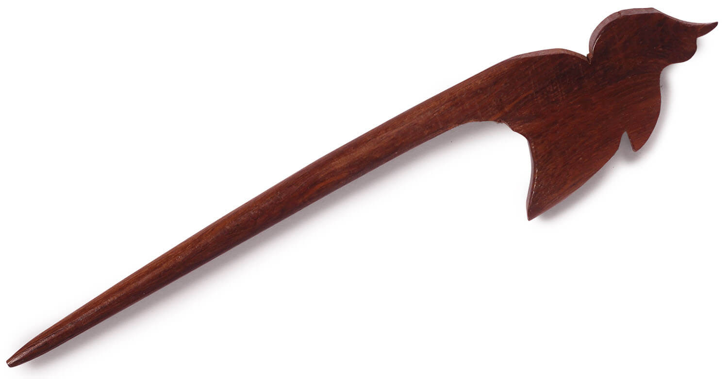 ArtistryBazaar 1"W handmade wooden elegant bird design hairpin stick for women