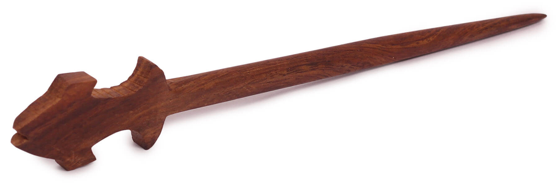 ArtistryBazaar 0.7"W handmade wooden elegant design fish hairpin stick for women