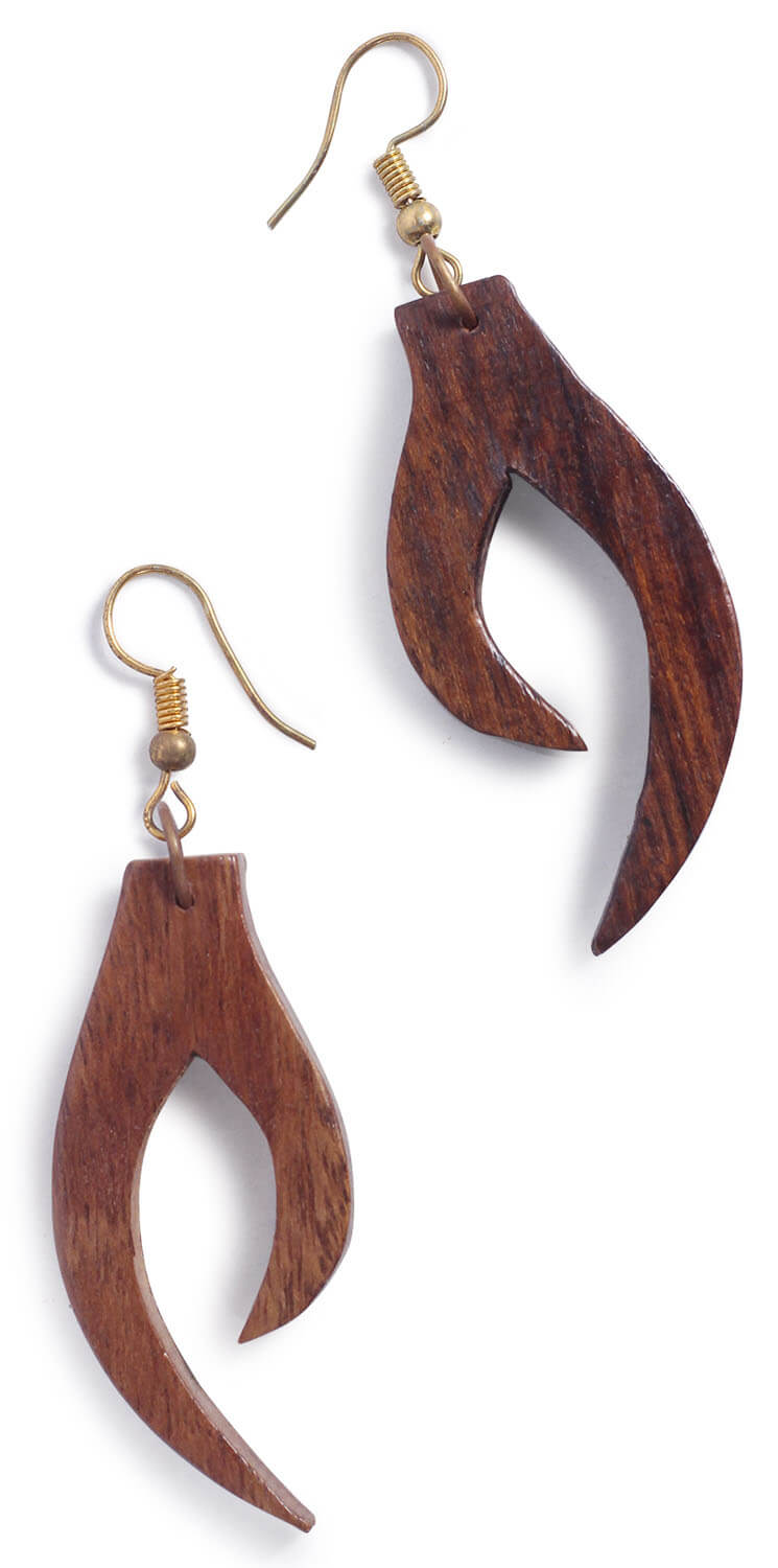 ArtistryBazaar 0.6"W  handmade wooden tribal dangle hook  earrings gift for girl and women