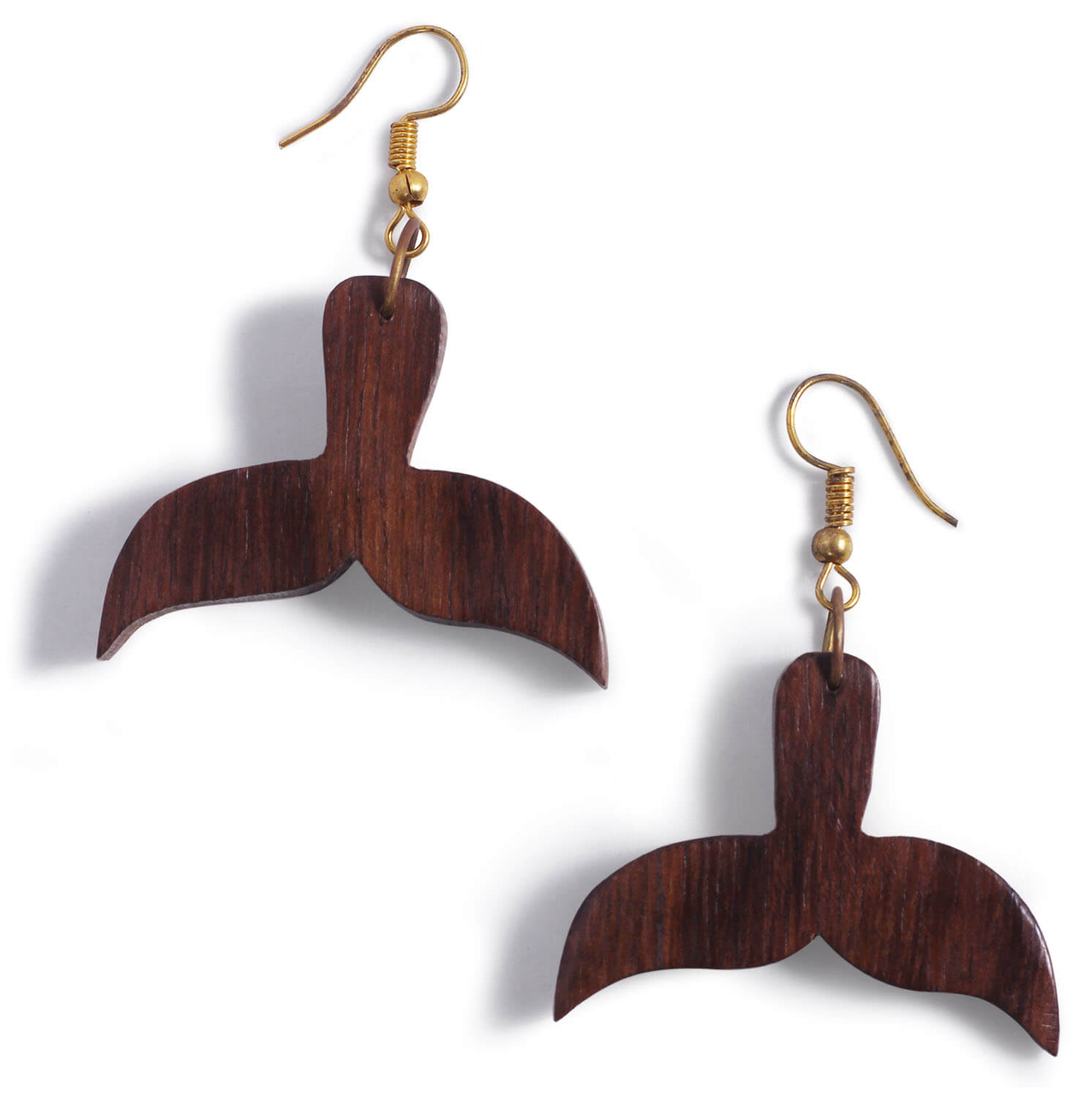 ArtistryBazaar 1"W handmade wooden tribal dangle hook animal figruine mermaid fish tail shape earrings gift for girl and women