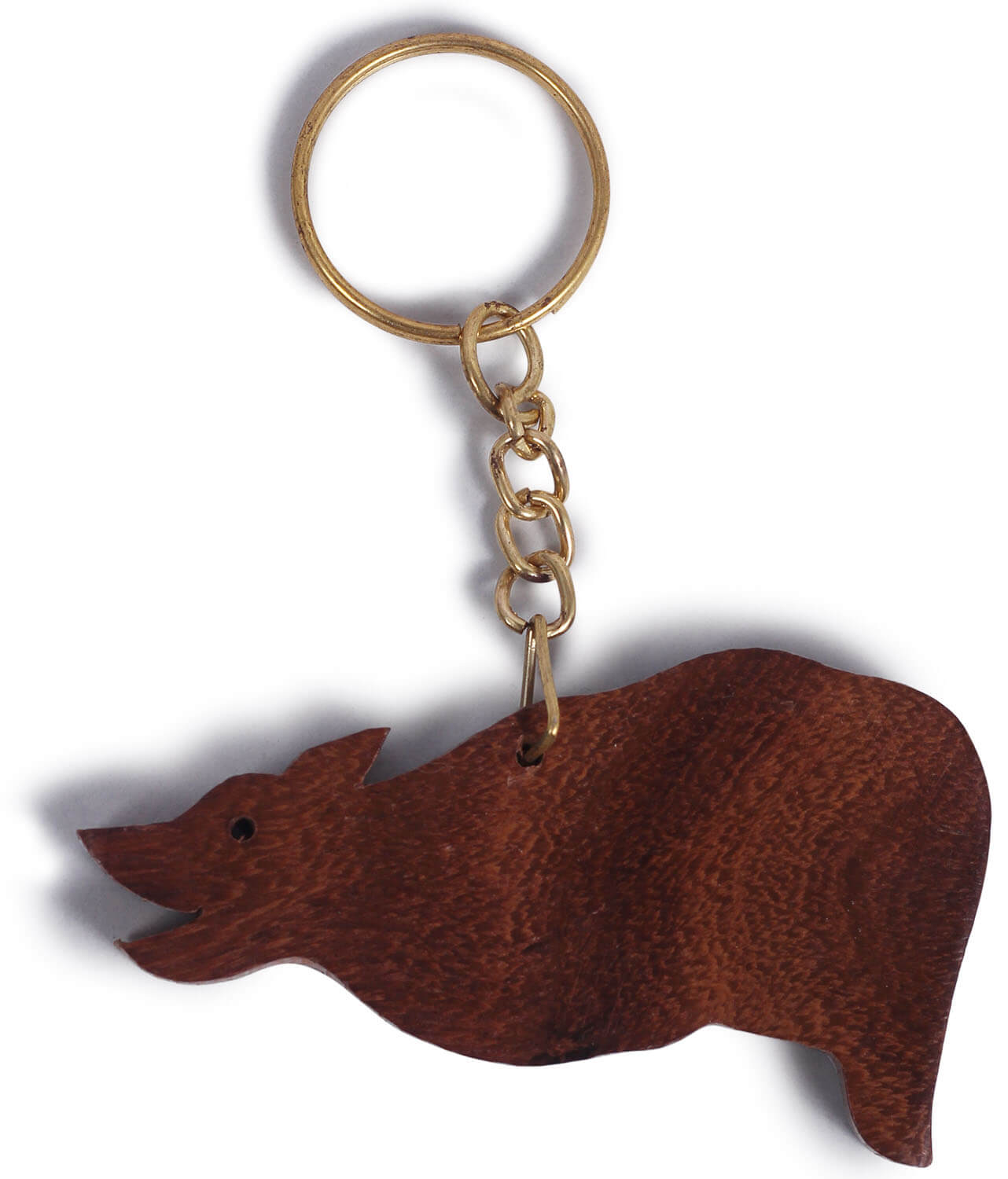 ArtistryBazaar 0.7"W  handmade wooden brown animal figurine running rat shape keyring