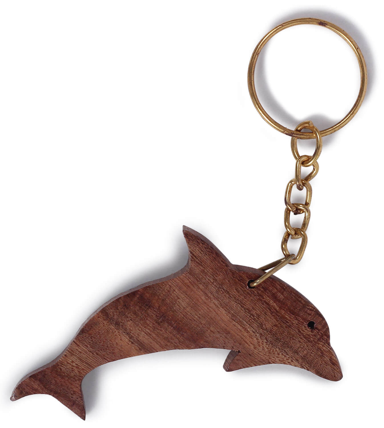 ArtistryBazaar 0.6"W wooden handcrafted dolphin animal figurine  keyring