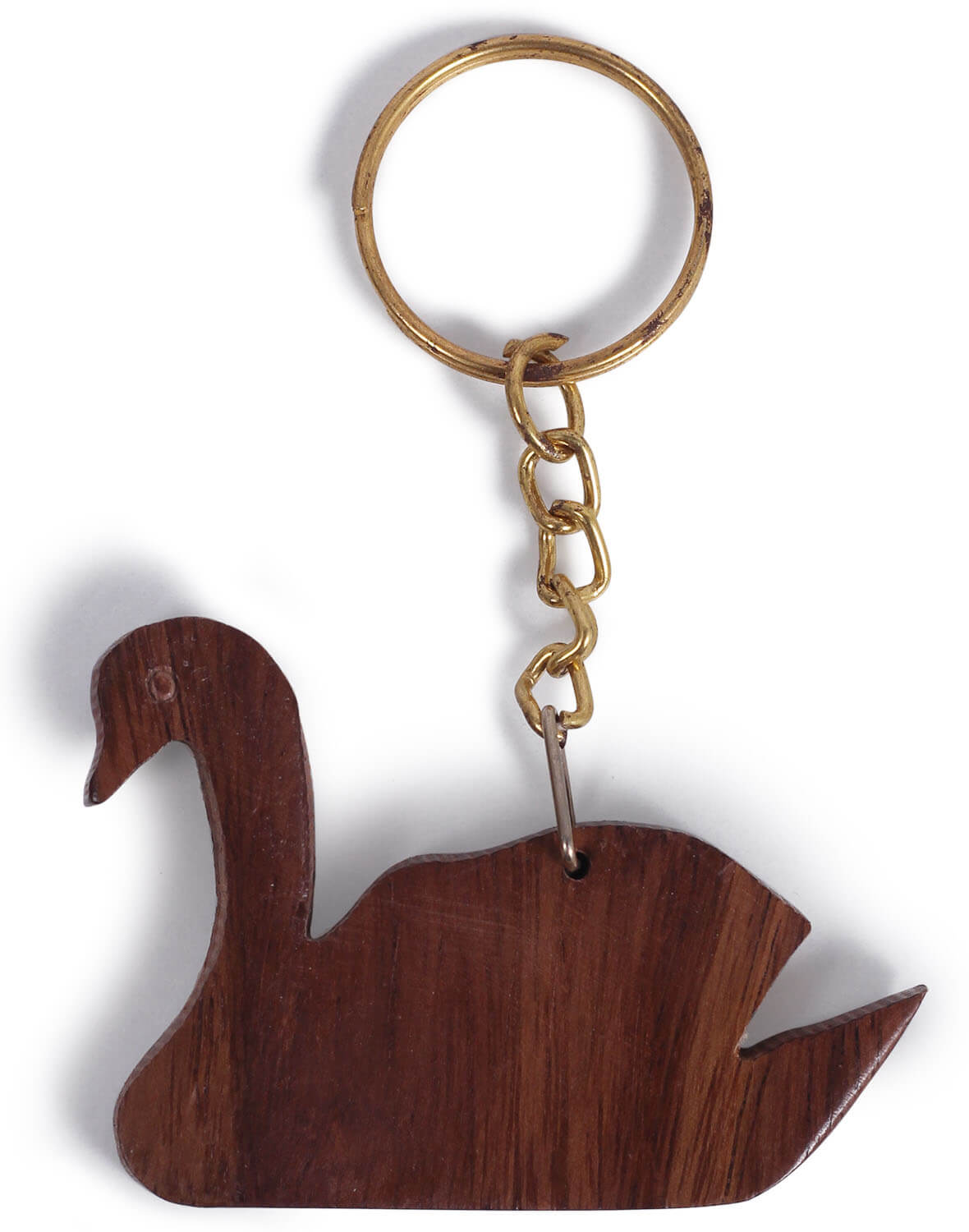 ArtistryBazaar 1.8"W wooden handcrafted swan bird figurine  keyring