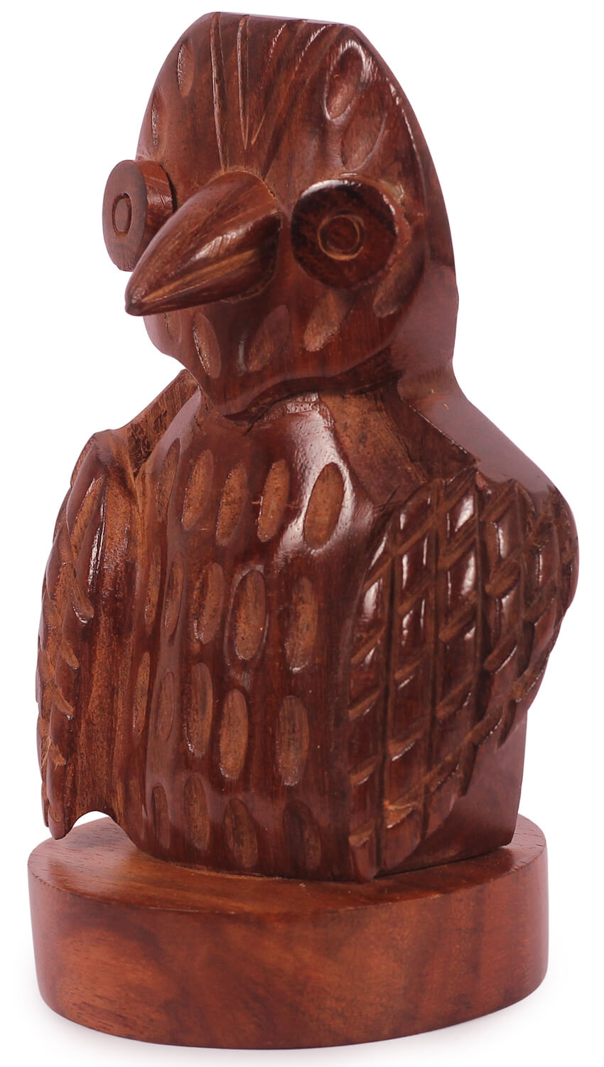 ArtistryBazaar 3"W x 5.5"H   CRAFTLAND WOODEN ANIMAL FIGURINE OWL  CARVED SHAPED  HOME AND OFFICE SPECTACLE HOLDER