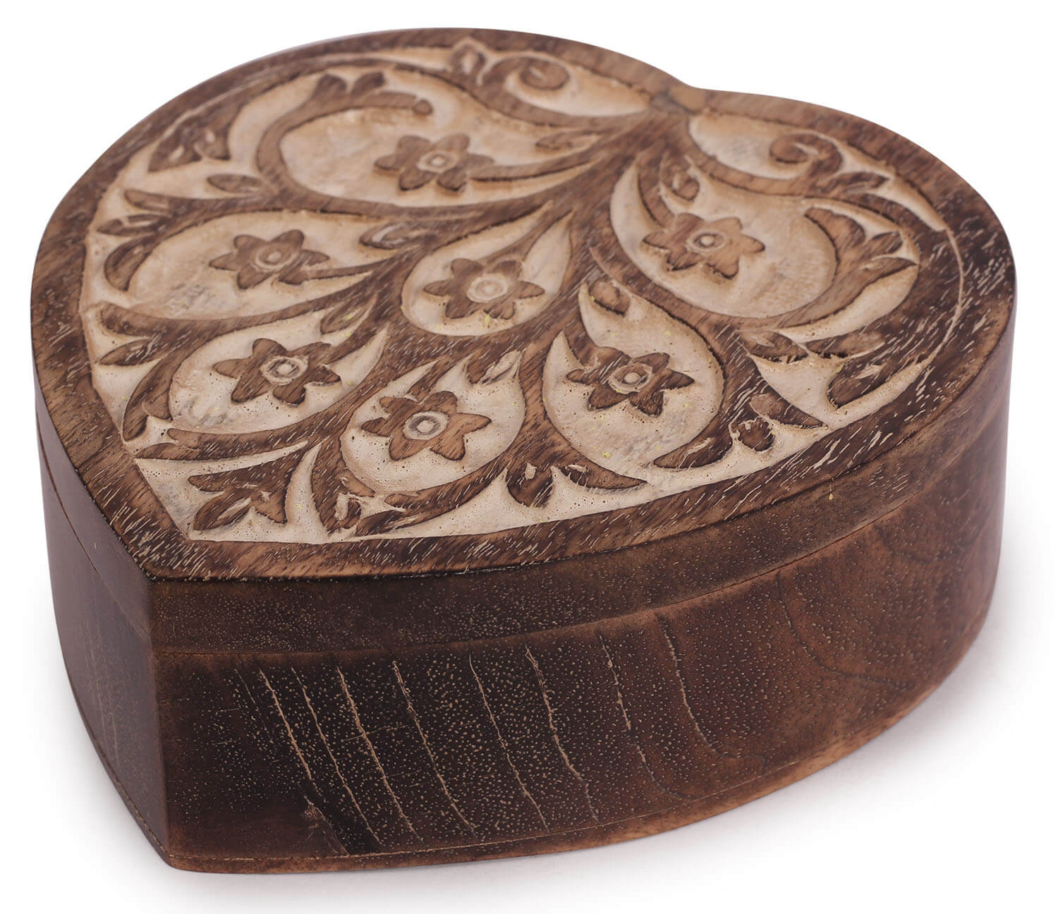 ArtistryBazaar 5.2"W x 2"H wooden heartshape  compact and elegant  organizer home decorative trinket portable handcrafted jewellery box   