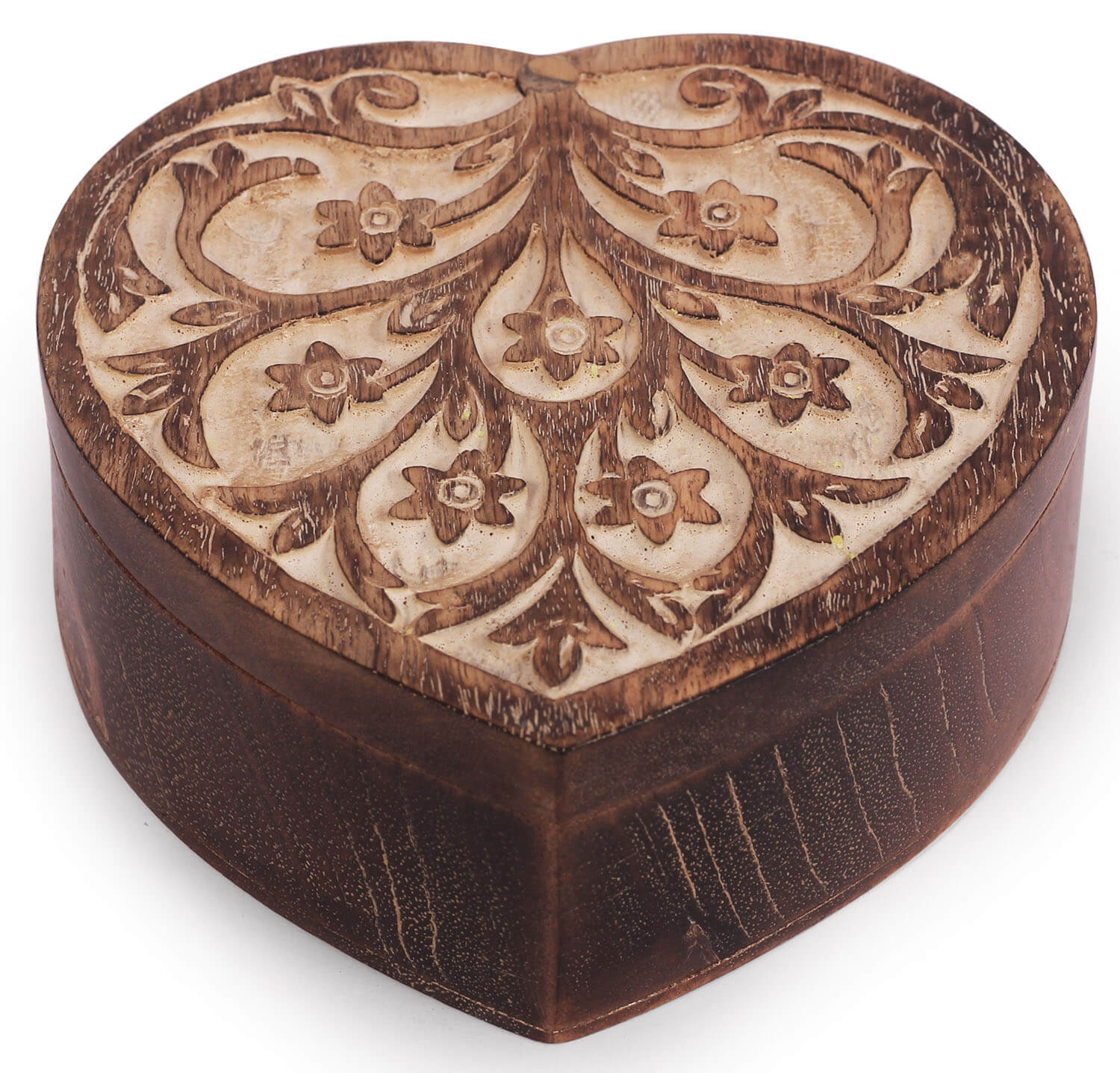 ArtistryBazaar 5.2"W x 2"H wooden heartshape  compact and elegant  organizer home decorative trinket portable handcrafted jewellery box   