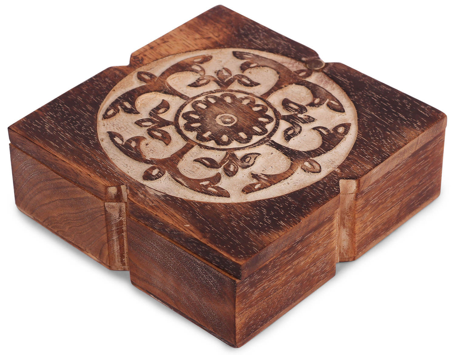 ArtistryBazaar 5.6 x2"H Rectangular  unique design handmade wooden  jewellery keepsake trinket box  for home décor