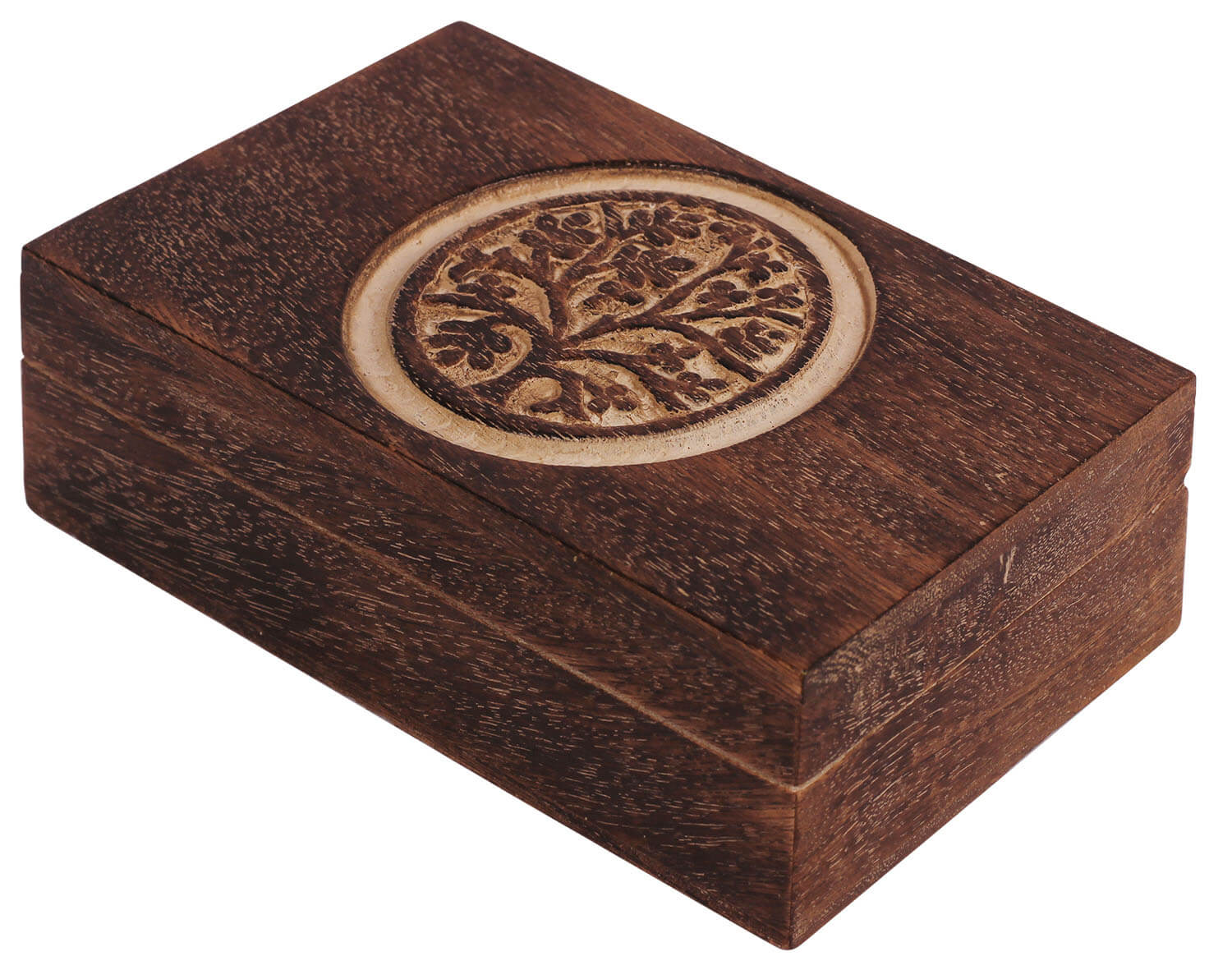 ArtistryBazaar 4"W x 2.2"H wooden rectangular tree design  compact and elegant  organizer home decorative trinket portable handcrafted jewellery box   