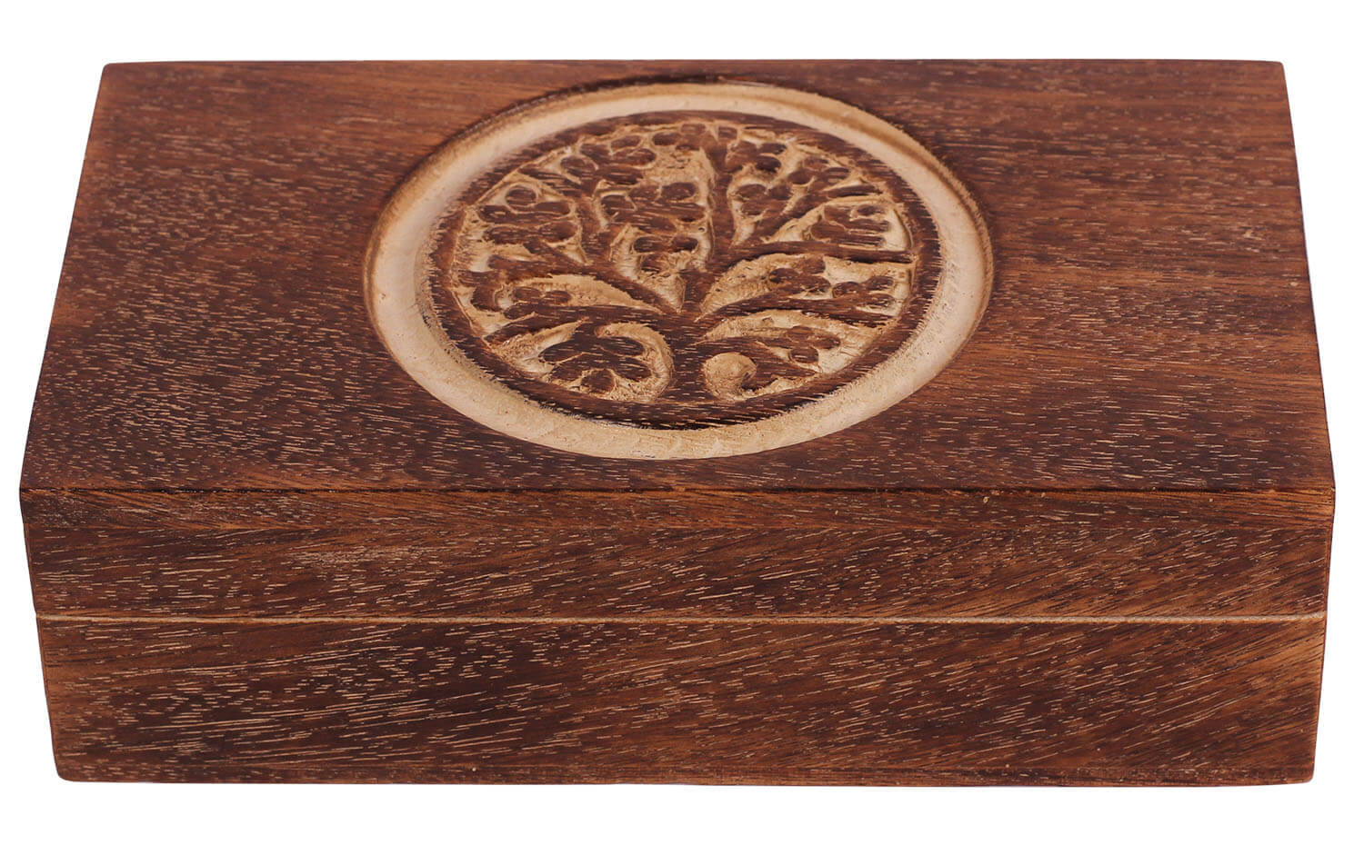 ArtistryBazaar 4"W x 2.2"H wooden rectangular tree design  compact and elegant  organizer home decorative trinket portable handcrafted jewellery box   