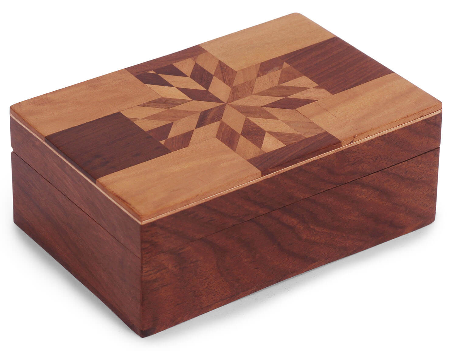 ArtistryBazaar 4"Wx2.2"H Rectangular diamond flower  multipurpose unique handmade wooden  jewellery keepsake trinket box  for home decor