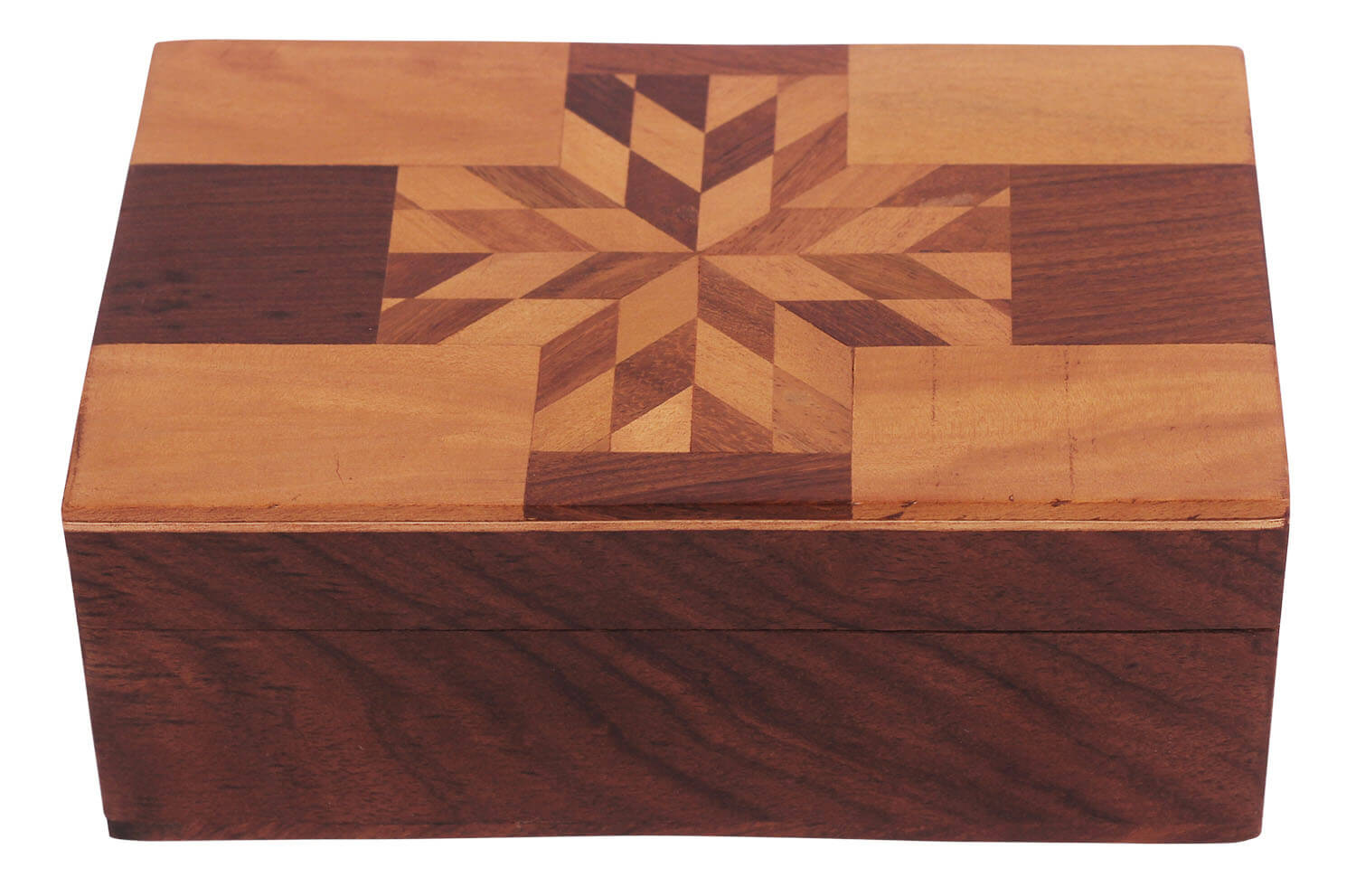 ArtistryBazaar 4"Wx2.2"H Rectangular diamond flower  multipurpose unique handmade wooden  jewellery keepsake trinket box  for home decor