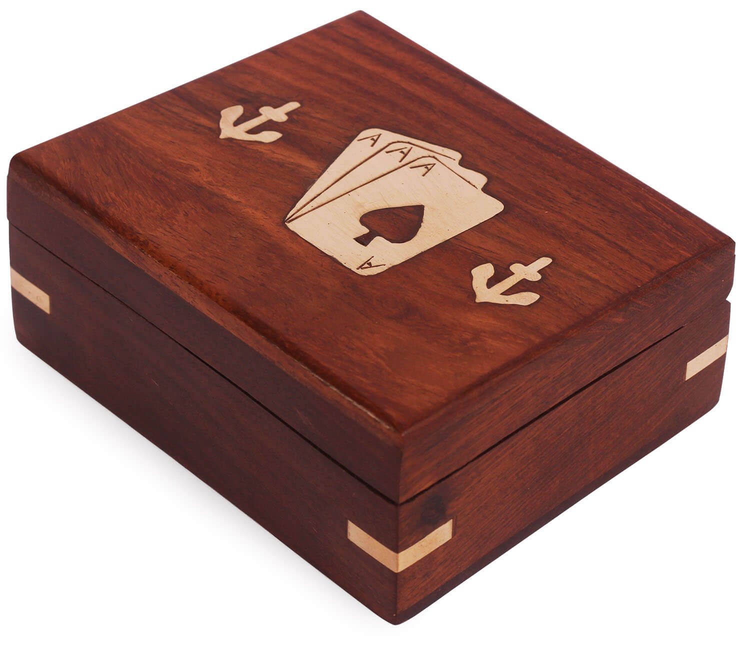 ArtistryBazaar 3.5"Wx2"H Rectangular ace card  unique design handmade wooden  jewellery keepsake trinket box  for home decor