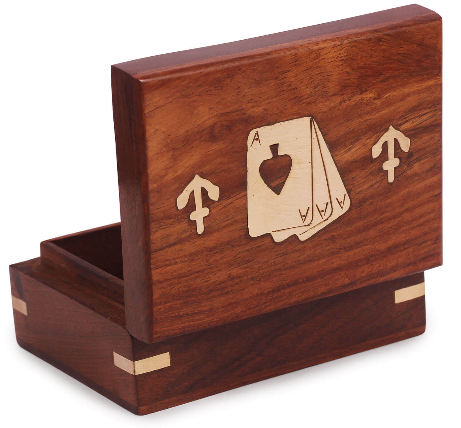 ArtistryBazaar 3.5"Wx2"H Rectangular ace card  unique design handmade wooden  jewellery keepsake trinket box  for home decor
