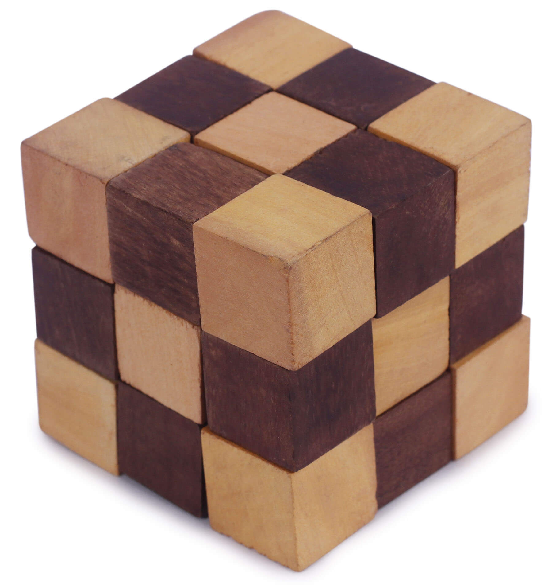 ArtistryBazaar 3.5"Wx4"H Complex Wooden  snake Block Puzzle Game IQ Brain Teaser  Decor  for Kids and Adults