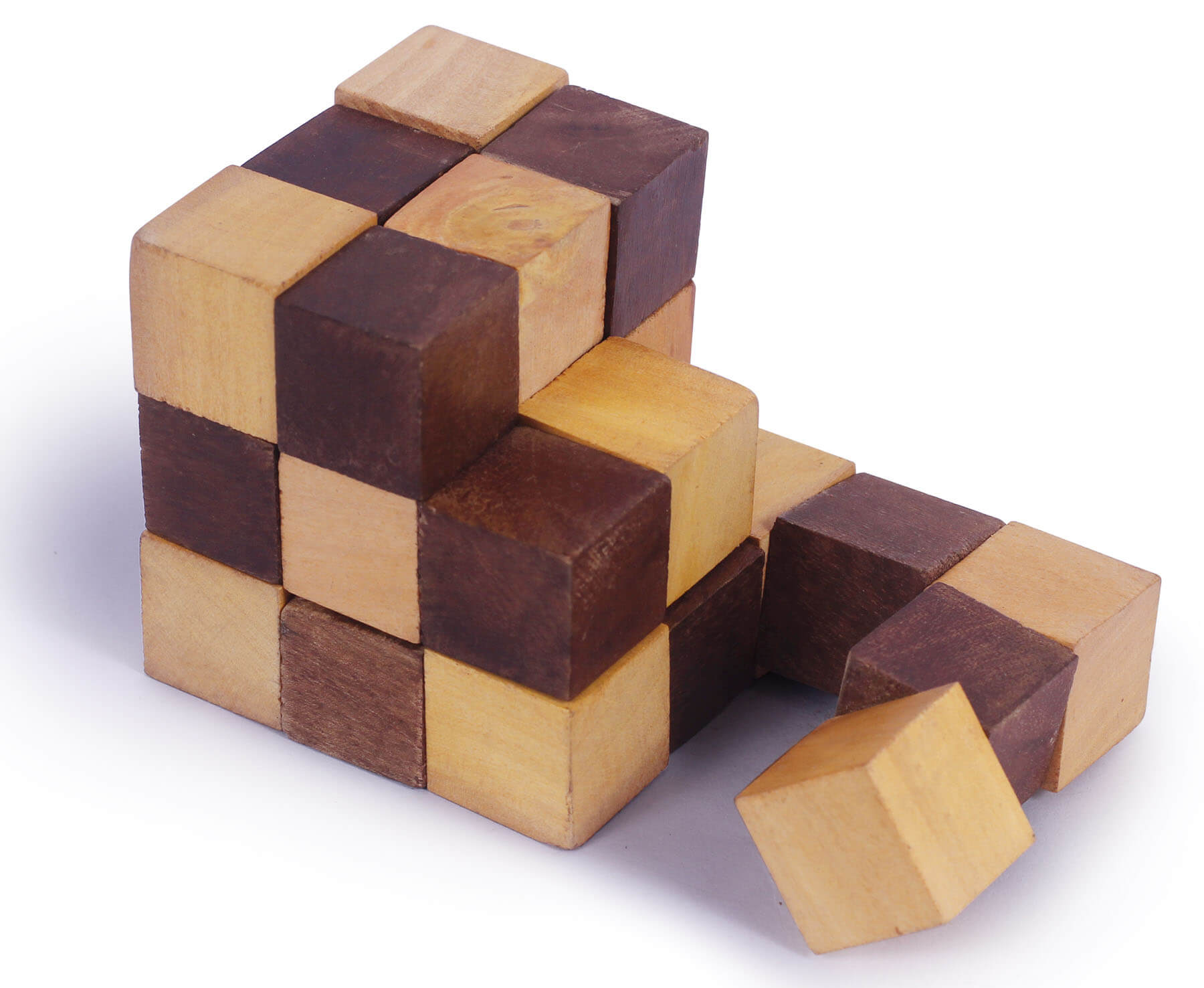 ArtistryBazaar 3.5"Wx4"H Complex Wooden  snake Block Puzzle Game IQ Brain Teaser  Decor  for Kids and Adults