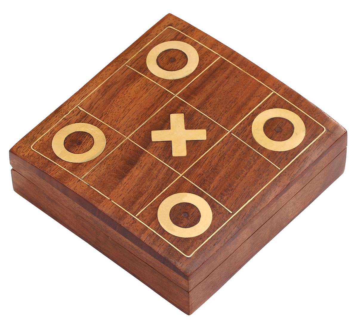  Fun For All Times - Handmade Wooden Tic-Tac-Toe in A Box with Brass Decorations  - Buy in Bulk Wholesale