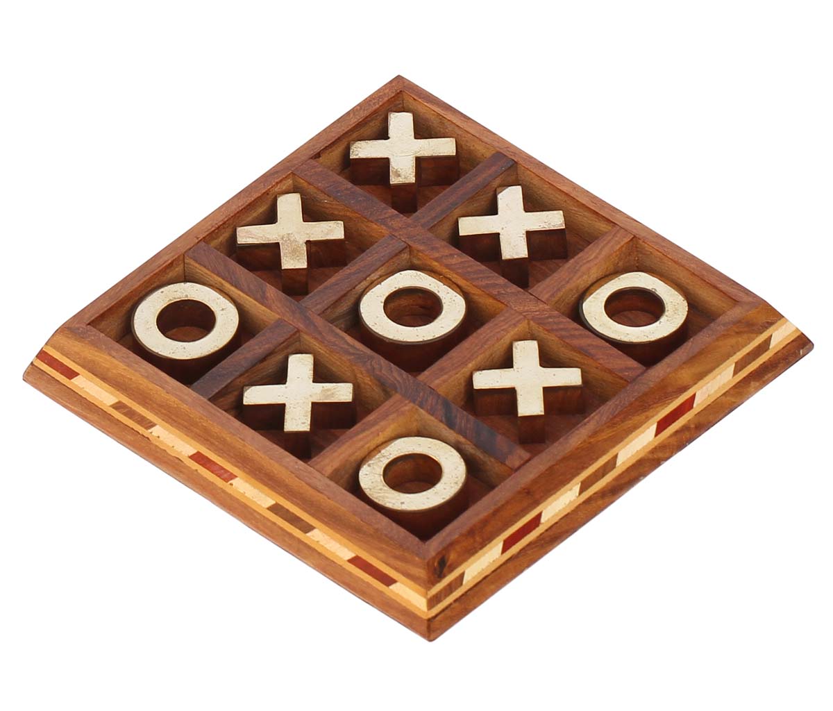 Wholesale Tic-Tac-Toe in Bulk - Handmade Noughts & Crosses (Tick Tack Toe) in Wood & Metal from India - Wooden Kids Toys & Games