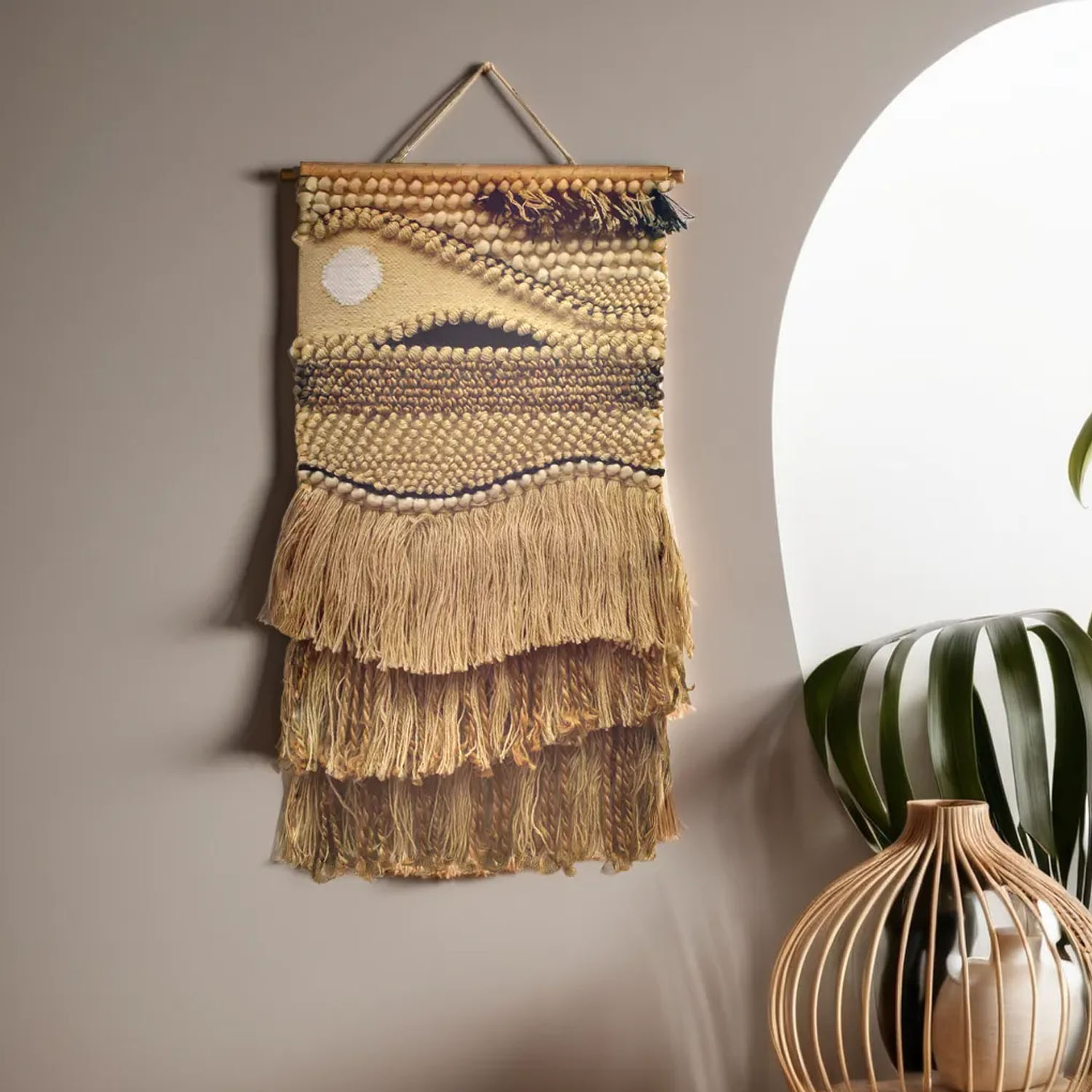ArtistryBazaar Hand Woven Jute and Wool Sunset Wall Hanging Home Décor/  Decorative Wall Hanging Décor