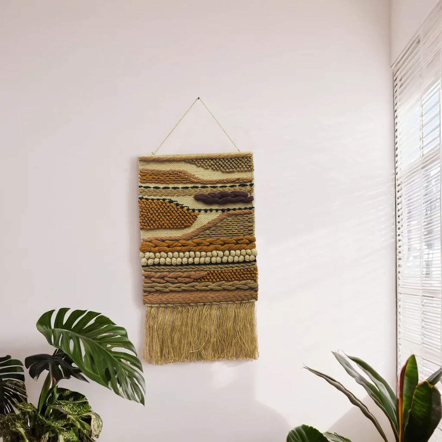 ArtistryBazaar Hand Woven Classic Jute Multicolor Wall Hanging Home Décor, Bohemian Style Wall Hanging