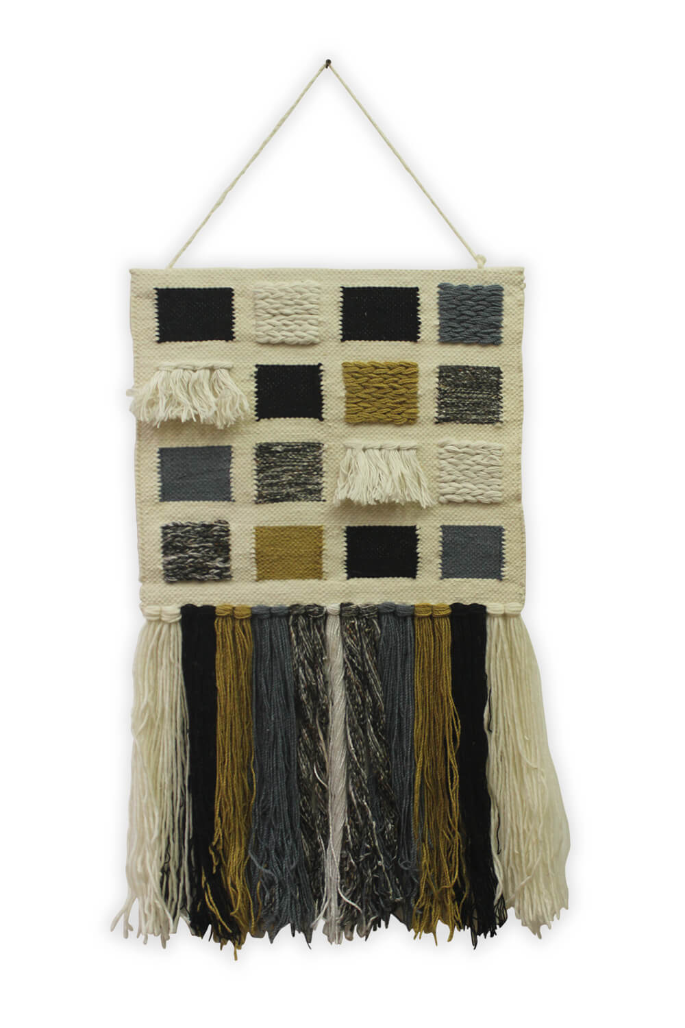 ArtistryBazaar Bohem Collection Hand Woven Textured Wall Hanging With Long Tassels, Multicolor Block Print home décor Wall Art