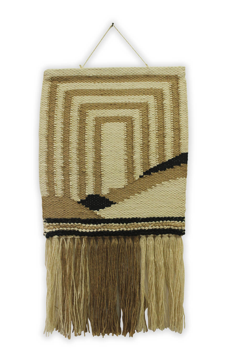ArtistryBazaar Unique Hand Woven Beige Brown & Black Color Wall Hanging Home Décor with Tassels