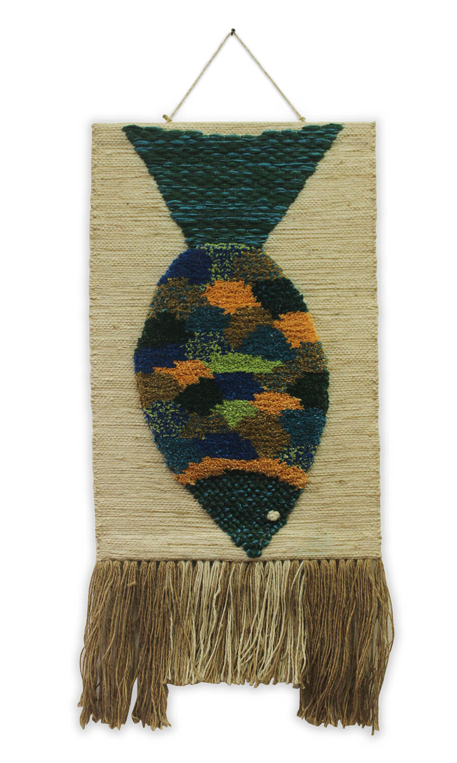 ArtistryBazaar Multicolored Textured  Handwoven Fish Wall Hanging decor with Tassels