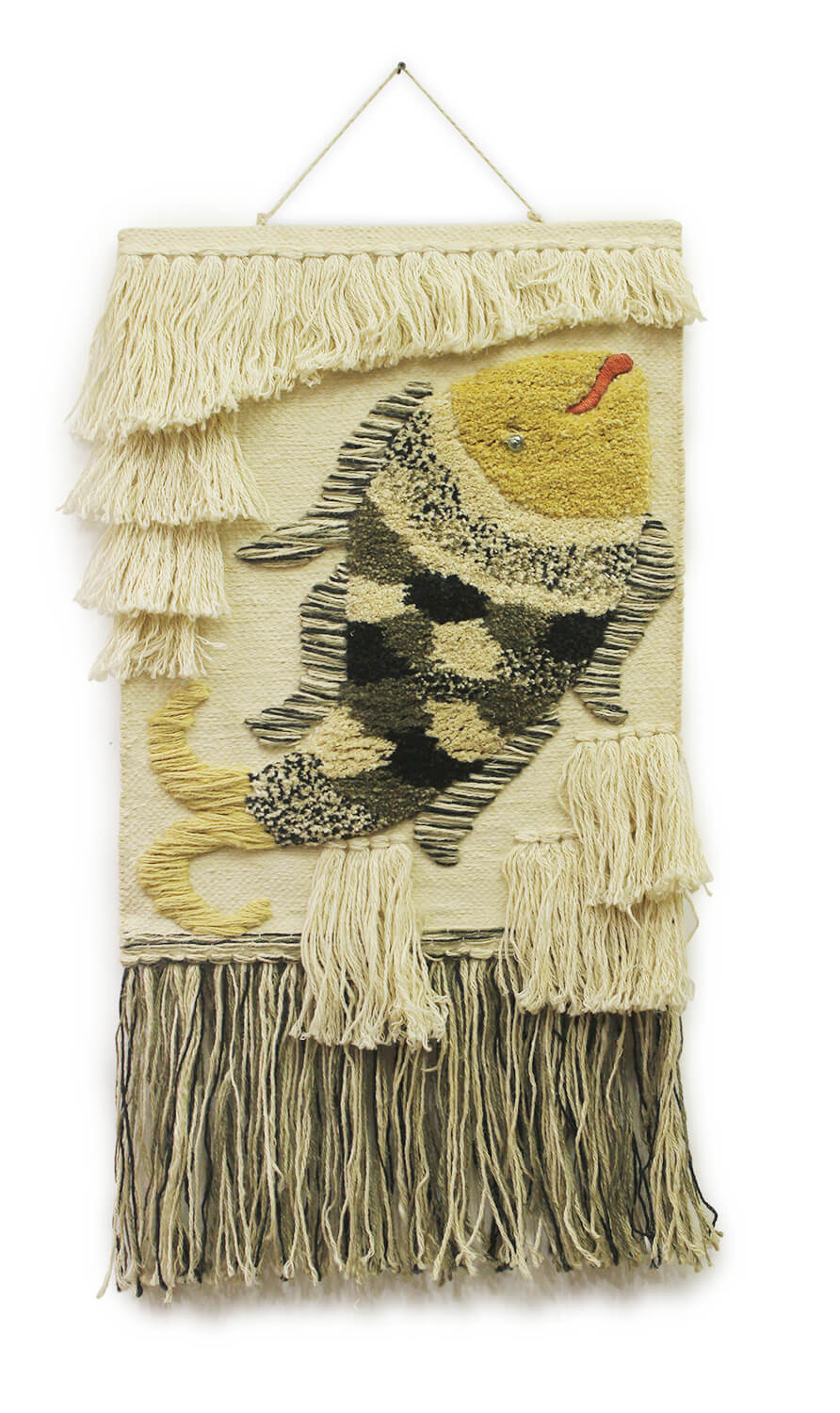 ArtistryBazaar Jute Multicolor Textured Fish Design Handwoven Wall Hanging décor