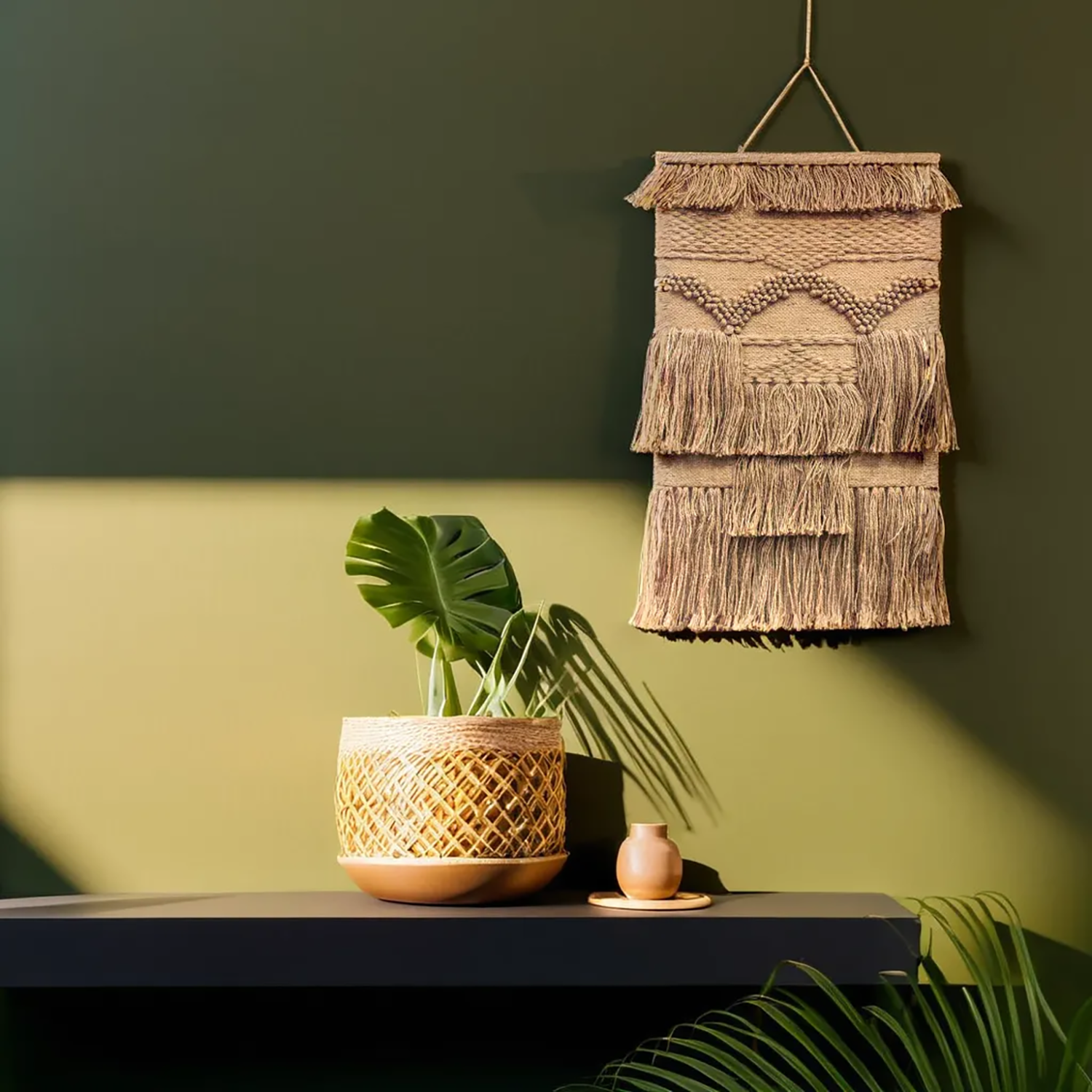 ArtistryBazaar Hand woven Brown Color Aesthetic Decorative wall hanging for home décor