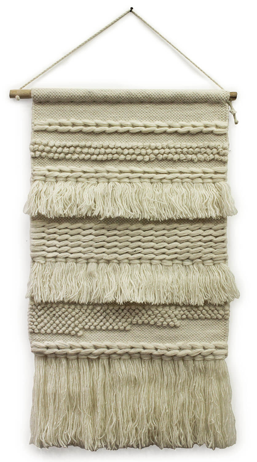 ArtistryBazaar Hand Woven Boho-chic Inspired Cream Color Modern Wall Hanging Art 