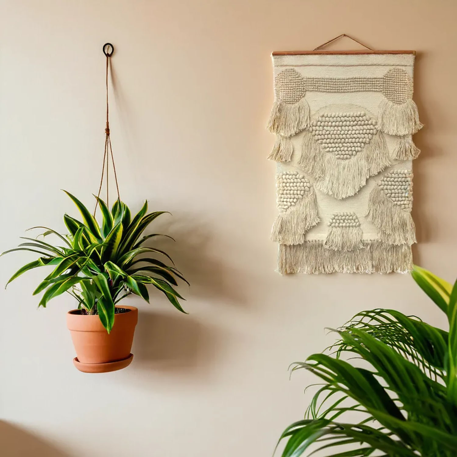 ArtistryBazaar Beige Color Aesthetic Hand Woven Wall Hanging, For Home Decor