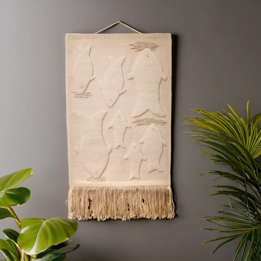 ArtistryBazaar Beige Color Modern Fish Wall Hanging, For Home Decor